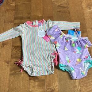 Two Ruffle butts girls bathing suits: 12-18 months